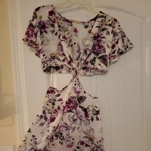 Side Cut Out Floral Dress
